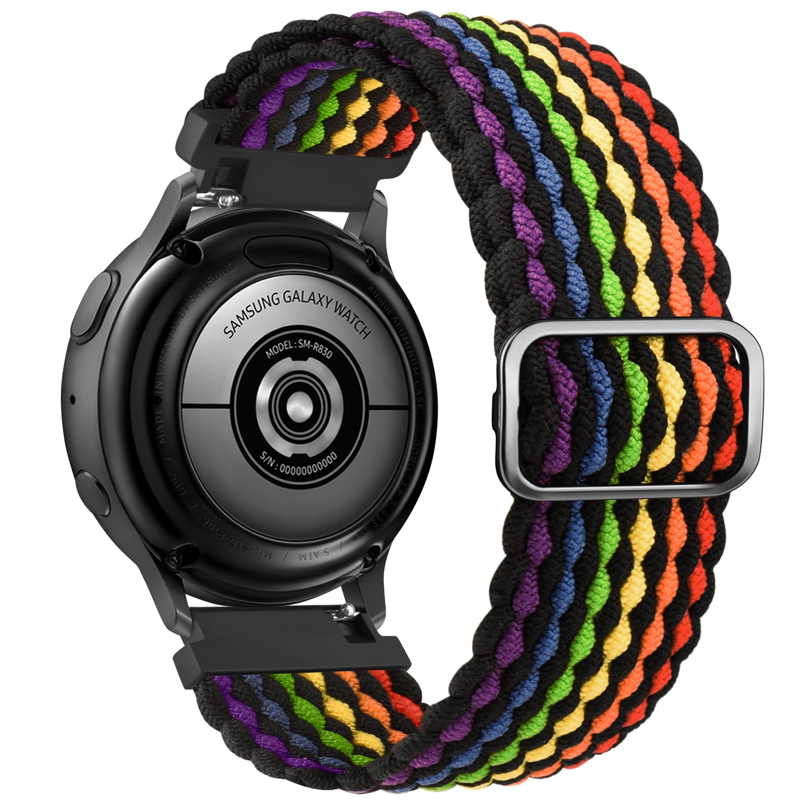 Elastic Solo Loop Bands forSamsung Galaxy Watch 6/5/4 Band 40/ 44mm, Galaxy Watch 6 Classic Bands 43m/47mm, Adjustable Stretchy Braided Sport Bands for Samsung Galaxy Watch 6 Women Men