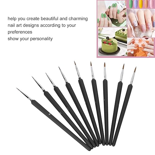 Miniatura 4 de Juego de 9 pinceles de pintura artística, herramienta de arte de uñas, pinceles, detalles de pinceles, pinceles de pintura para acrílico, aceite,