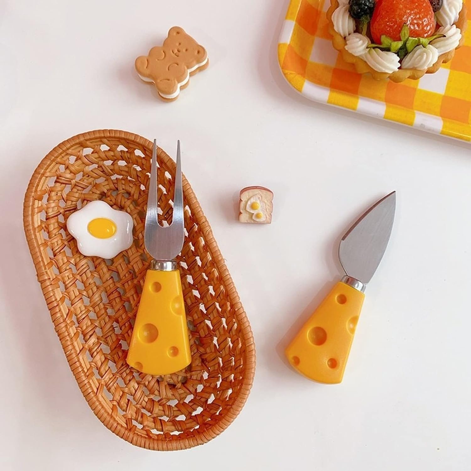 Dinner Forks Cute Cheese Fork Breakfast with Butter Cake Bread Dessert Suitable for Home and School Meal