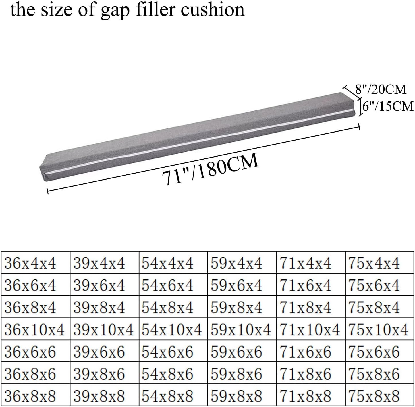 SAMTY Bed Filler for headboard Space Gap Filler Bolster Pillow Stopper for Sofa Crack Filler Between Headboard and Mattress California King Size