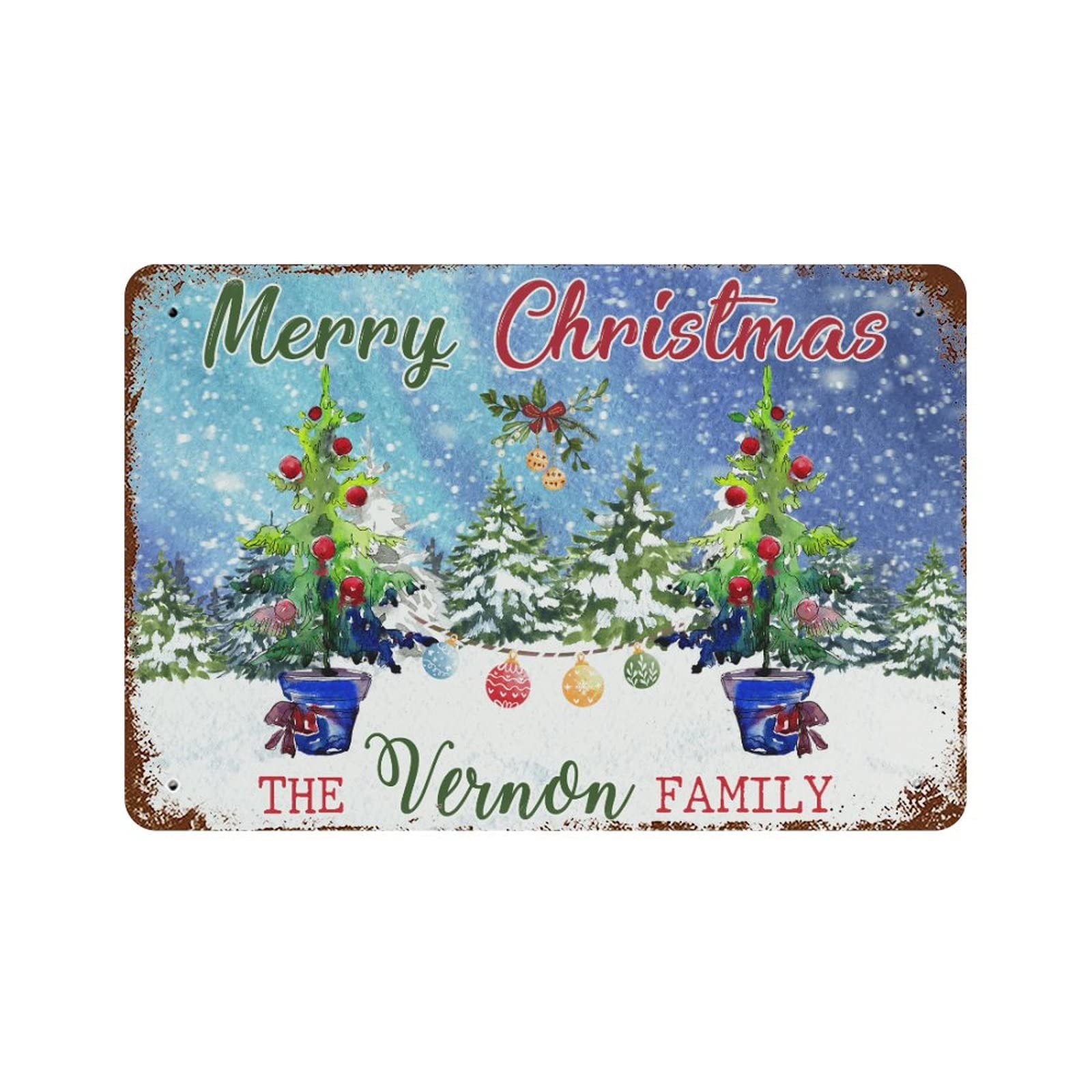 Panneau metal Merry Christmas cadeau original de Noel pour cave et garage retro