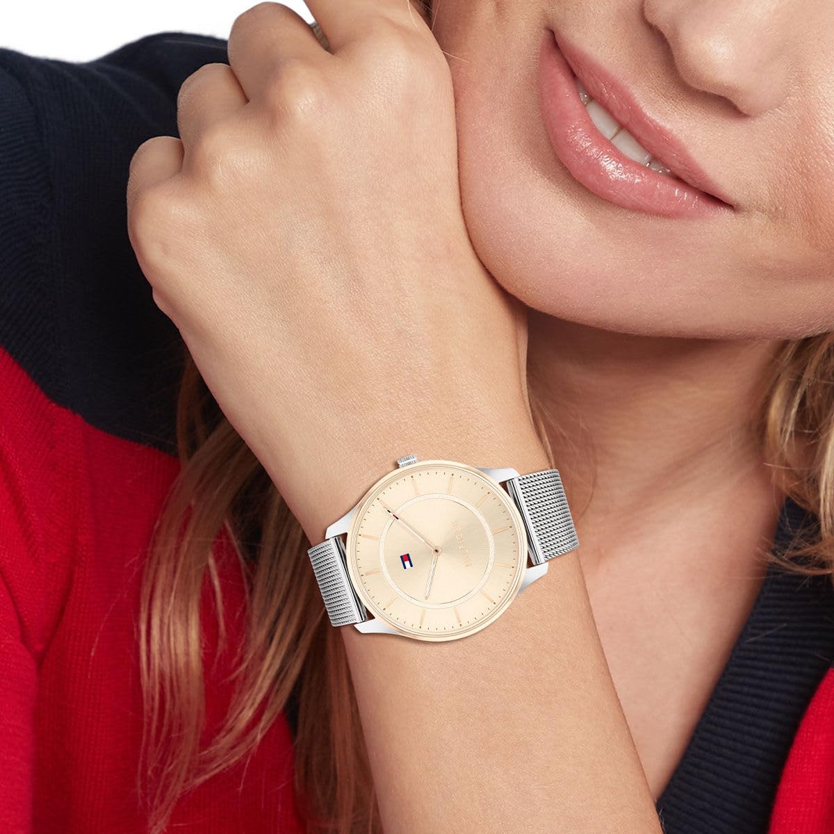 Tommy Hilfiger Reloj Analógico de Cuarzo para Mujer con Correa de Malla de Acero Inoxidable Plateada - 1782530