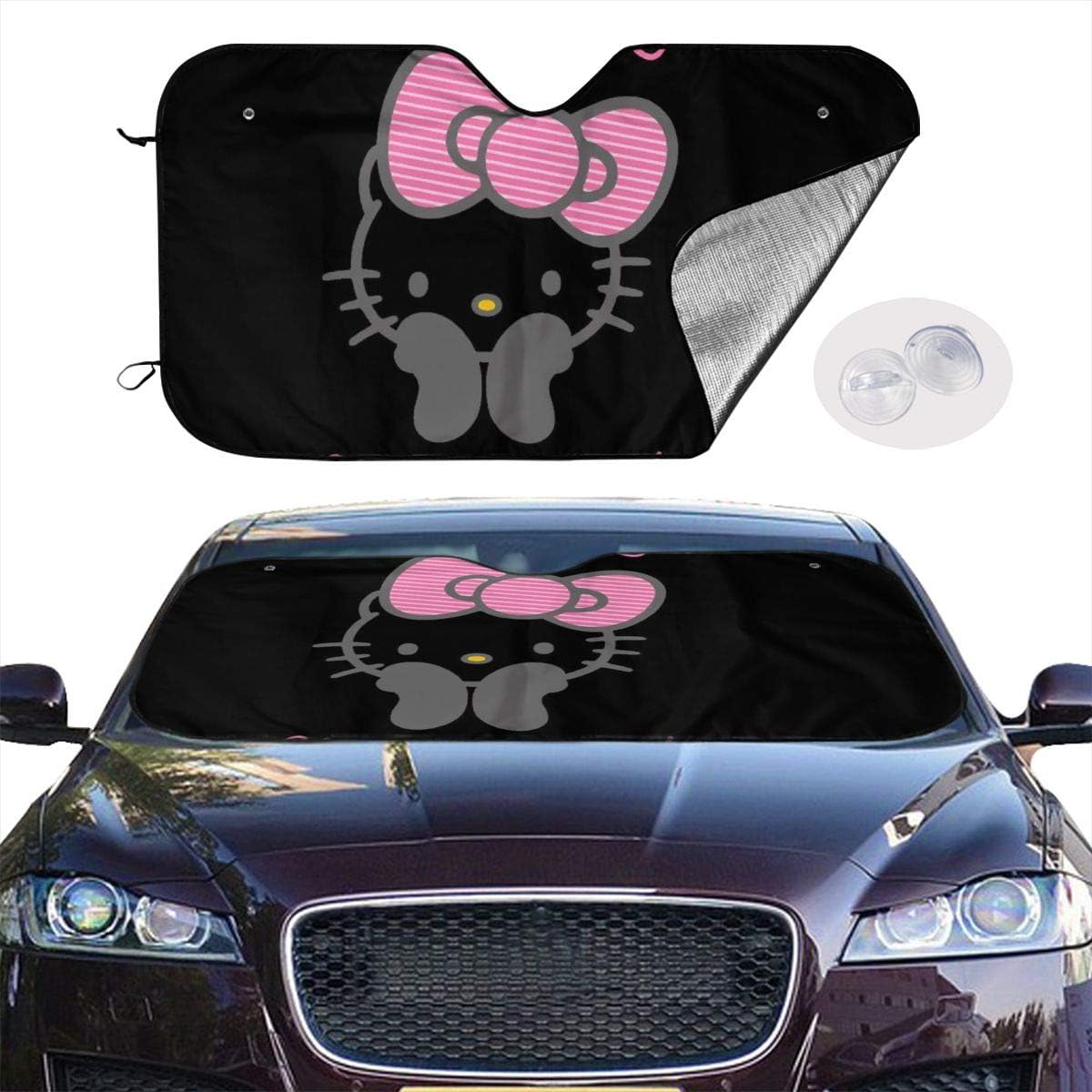 JNGBDGV Windshield Sun Shade Love Cute Hello Kitty Car