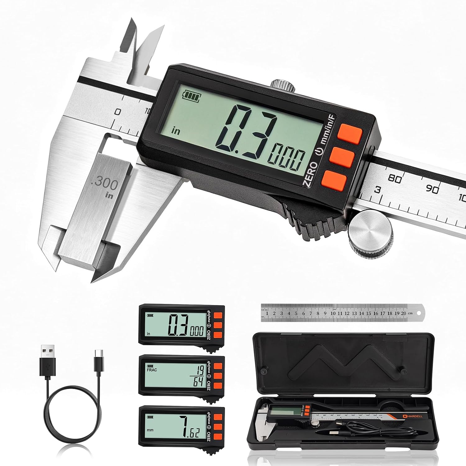 Calibrador digital recargable HARDELL 6 pulg miniatura 1