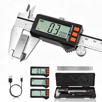 HARDELL Digital Caliper, Battery Indicator, Rechargeable USB-C, 6 inch | Auto-Off, Large LCD Screen, Inch/MM/Fraction, 4-1 measuring, for DIY/Household/Jewelers