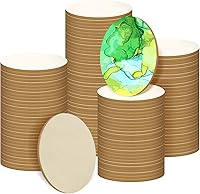 Vista 8 de 100 piezas de círculos de madera sin terminar - disco redondo de 1 pulgada en blanco, adornos de madera natural cortados para decoración