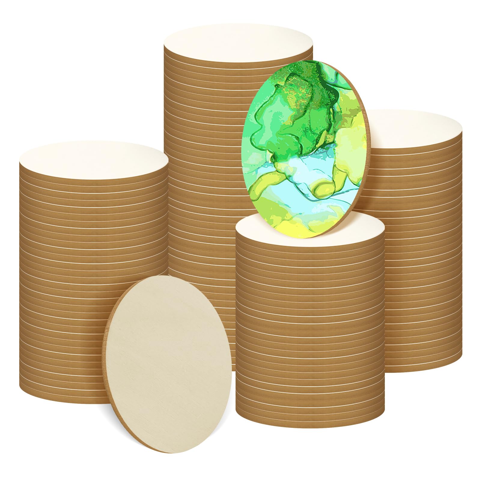 200 Pieces Unfinished Wood Circles - 1.5 Inch Round Discs For DIY Crafts & Painting (1/8" Thick)