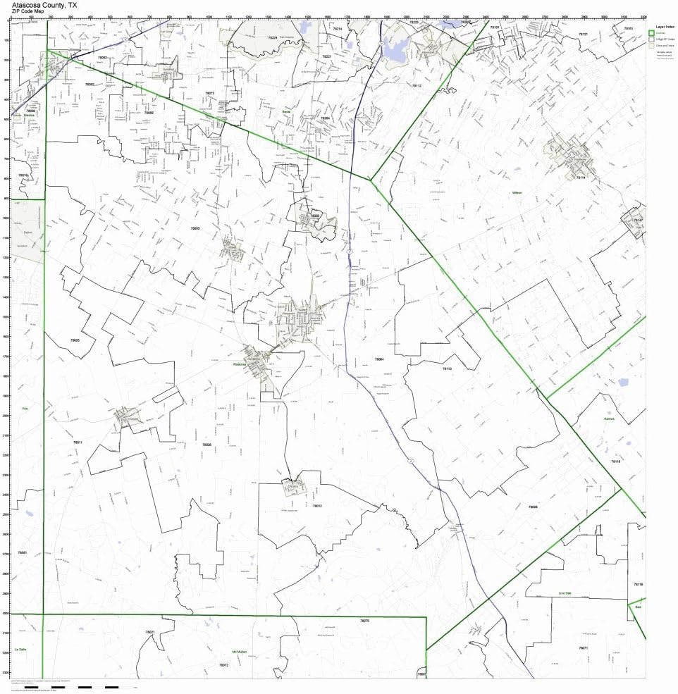 Working Maps Atascosa County, Texas TX Zip Code Map Not Laminated Office Products