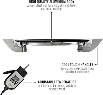 Addis Griddle (Mitad/Mogogo) 16 inch Digital Electric Griddle for Injera, Lefse, Pancake Even Heat Distribution