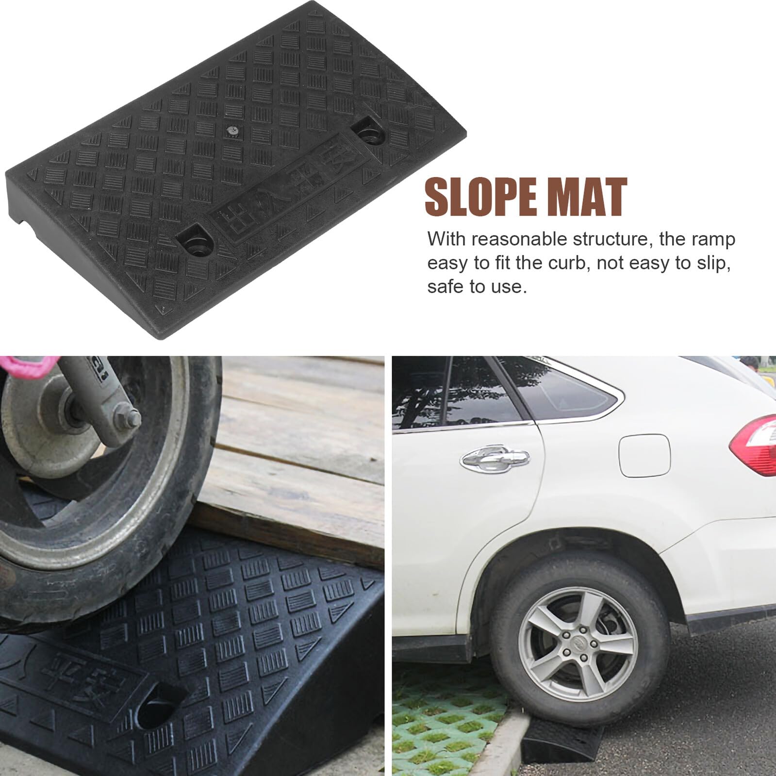Mipcase Tappetino Rampa Soglia in Gomma Plastica Antiscivolo 7 Cm per Auto e Veicoli Esterni, Leggero e Portatile per Marciapiede e Rampe di Accesso Pubblico