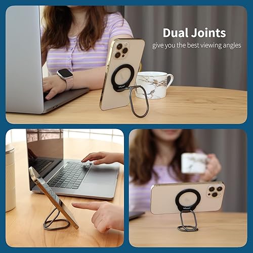 Vista 23 de MINDSKY Mag-Safe - Soporte para teléfono compatible con iPhone 12/13/14/15 Mini/Pro/Pro Max, accesorios magnéticos extraíbles para teléfono