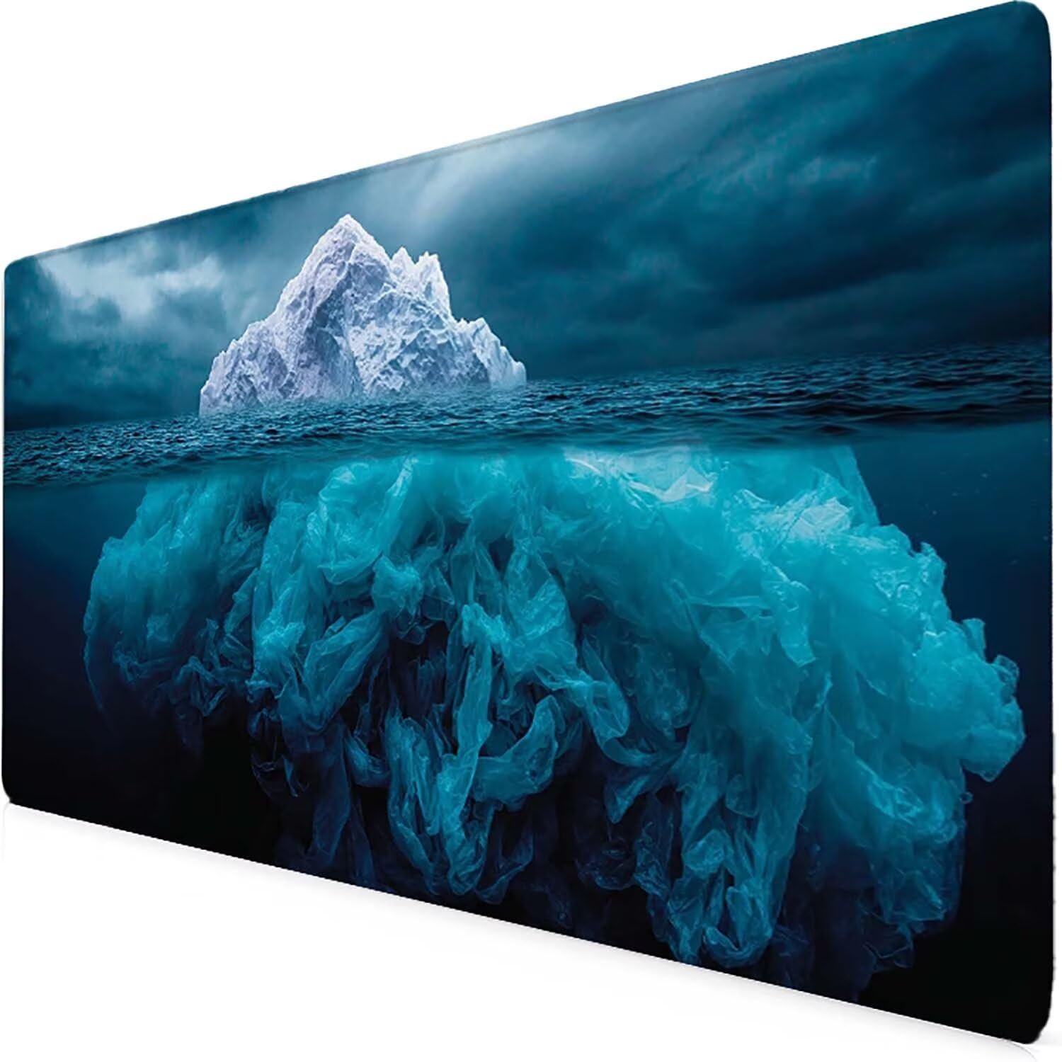 Tappetino Mouse XXL 1000x500mm Blu Mousepad Ghiacciaio Tappetino Scrivania Grande, con base in Gomma Antiscivolo, Impermeabile Sottomano Scrivania per Computer, Accessori Gaming Mouse Pad 5-1918e