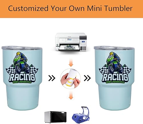 Miniatura 4 de Joytra Paquete de 4 mini vasos de sublimación de 3 onzas, vasos de chupito, doble pared sellados al vacío de acero inoxidable con tapa y pajita,