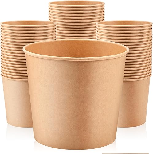 Vista 8 de Hoolerry 100 cubos de papel de 85 onzas de cartón para alimentos, almacenamiento de alimentos desechables a granel para fiestas, bodas, baby shower