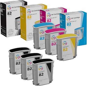 LD Remanufactured Ink Cartridge Replacement for HP 82 3 Black, 1 Cyan, 1 Magenta, 1 Yellow, 6-Pack Compatible with DesignJet 500 500PS 510 800 800PS 815MFP 820MFP cc800ps
