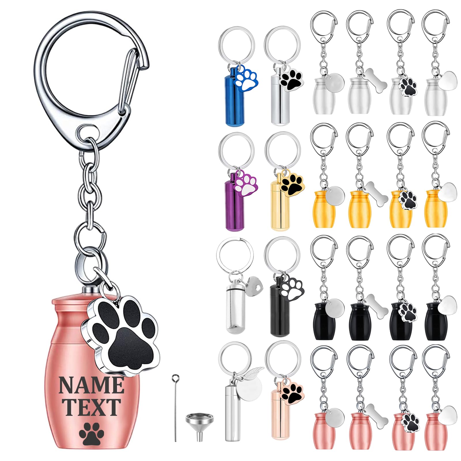Custom Dog Urns for Ashes Keyring Engraved with Dog's Name and Text, Personalised Keyring Mini Pet Urns for Dogs Ashes, Cat Urn Dog Ashes Keepsake, Stainless Steel Pet Urn, Pet Memorial Gifts (A-04)