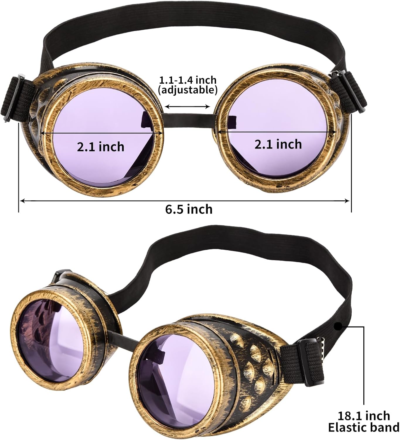 Steampunk Goggles SANGLE SOPFFY Steampunk Glasses Vintage Goggles Changeable Colored Lens Halloween Costume Accessory - Image 2