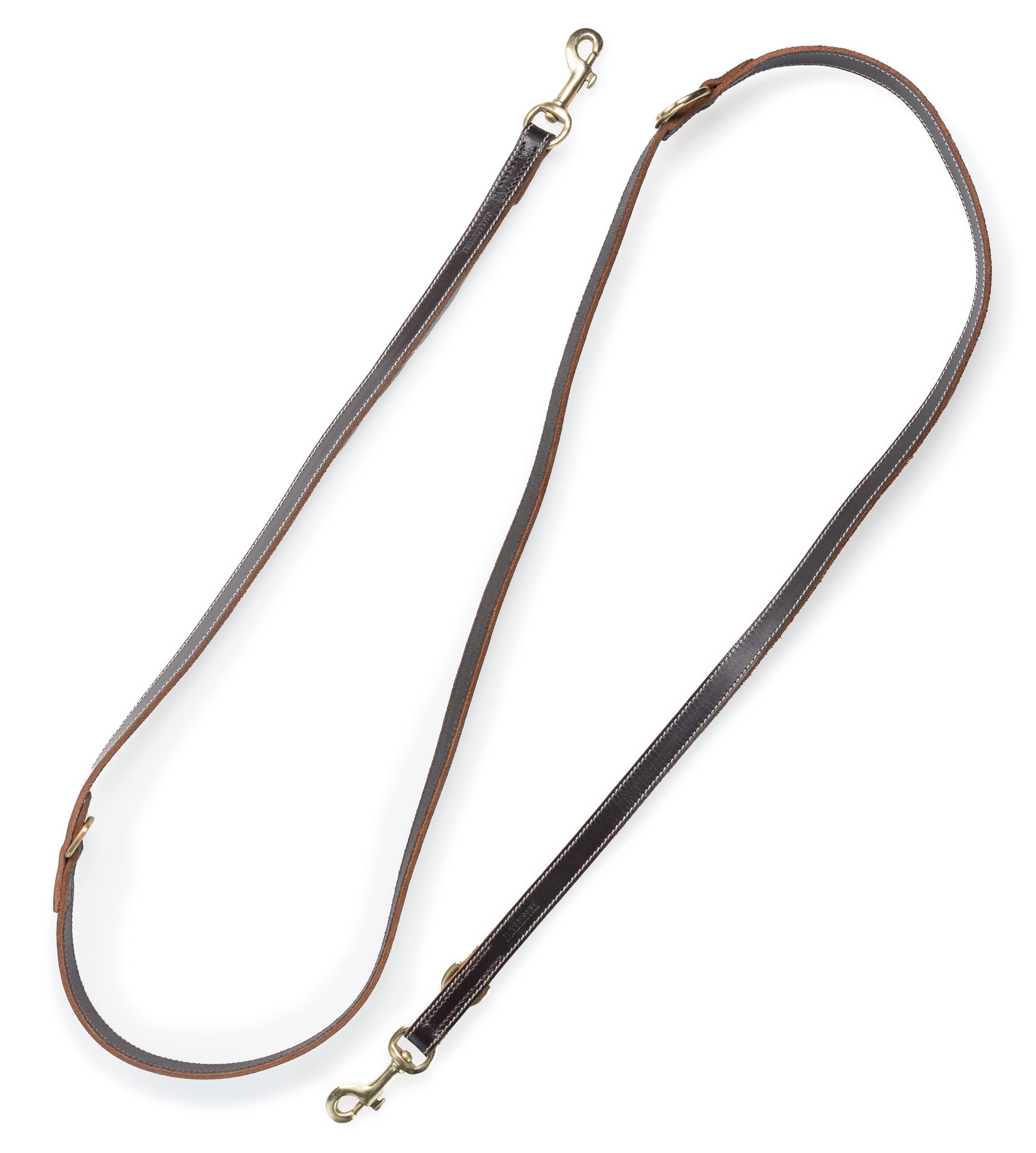 Correa de piel para perros – Correa ajustable varias veces 2,40 m – Correa de piel para perros extremadamente estable con mosquetón de latón – Correa de piel auténtica larga Timmy (marrón oscuro)