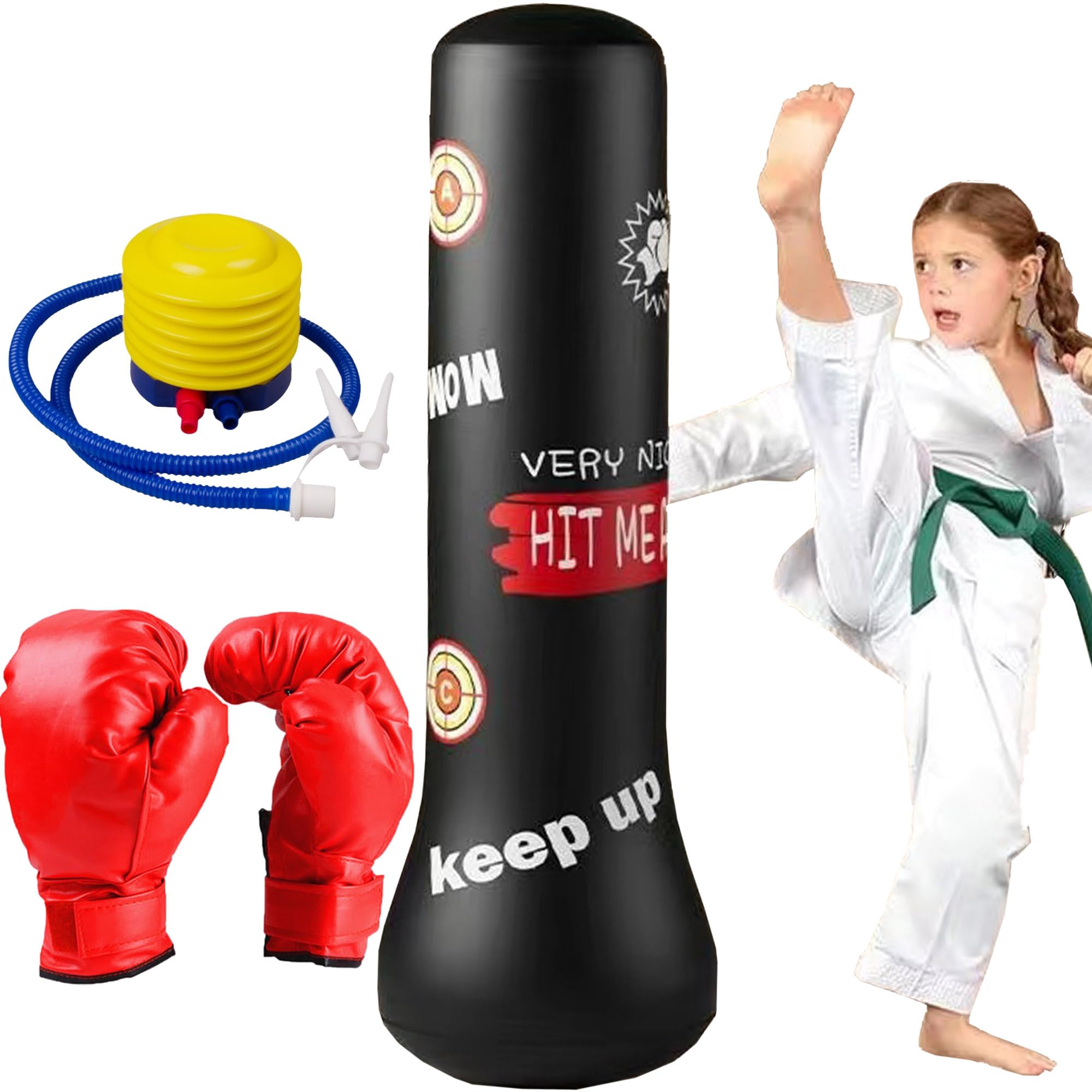 Sacco Da Boxe Per Bambini 1.6M - Gonfiabile, Con Base Ad Acqua/Sabbia, Per Karate E Taekwondo, Dai 5 Anni - Foto 4