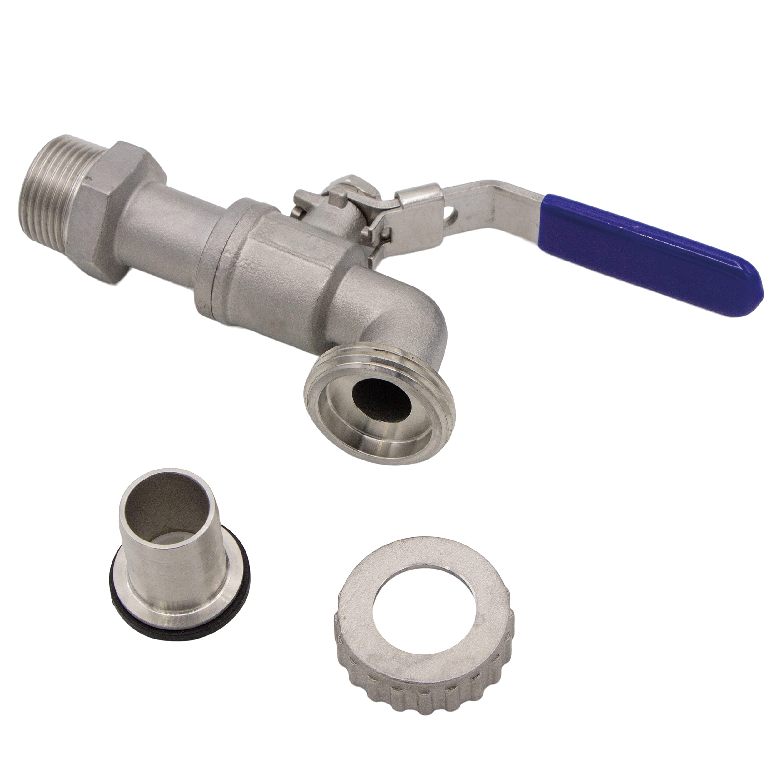 VARIOSAN 11343 Robinet à tournant sphérique, 3/4", en acier inoxydable, verrouillable, avec raccord pour tuyau