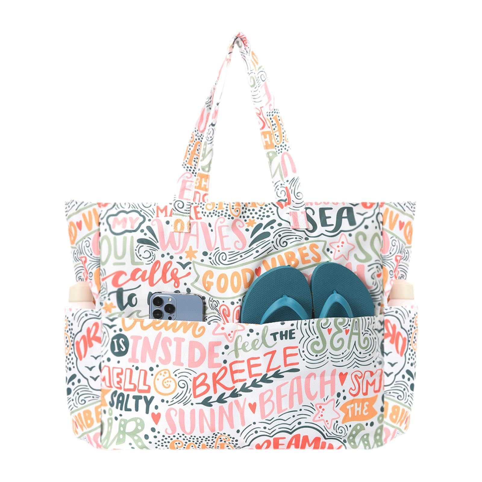 Gym Carry Bag and Pocket Beach Tote Bag for Picnic Vacation Swimming Pool C|Clothing Shoes & Accessories| Womens Handbags & Bags-picture-28
