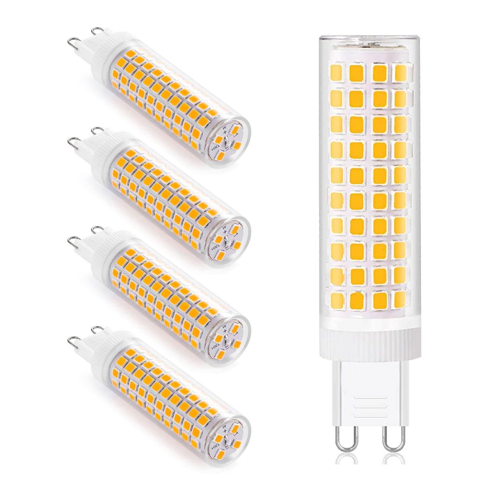 HHZY G9 LED Bulb 12W Equivalent To 120W Halogen Bulbs, G9 Led Bulbs, No Flicker, Non Dimmable, 1200LM, G9 LED Light Energy Saving Bulbs Lamp, 360° Beam Angle, 5 Pack,Warm White 3000K