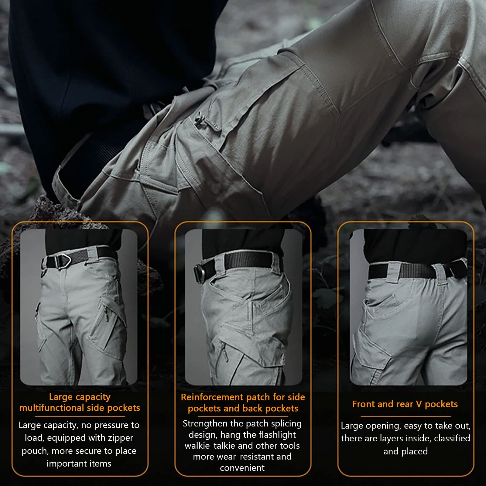 G&F Pantalones Trekking Hombre Impermeables Pantalones de Trabajo Montaña Senderismo (Color : Khaki, Size : 3XL)