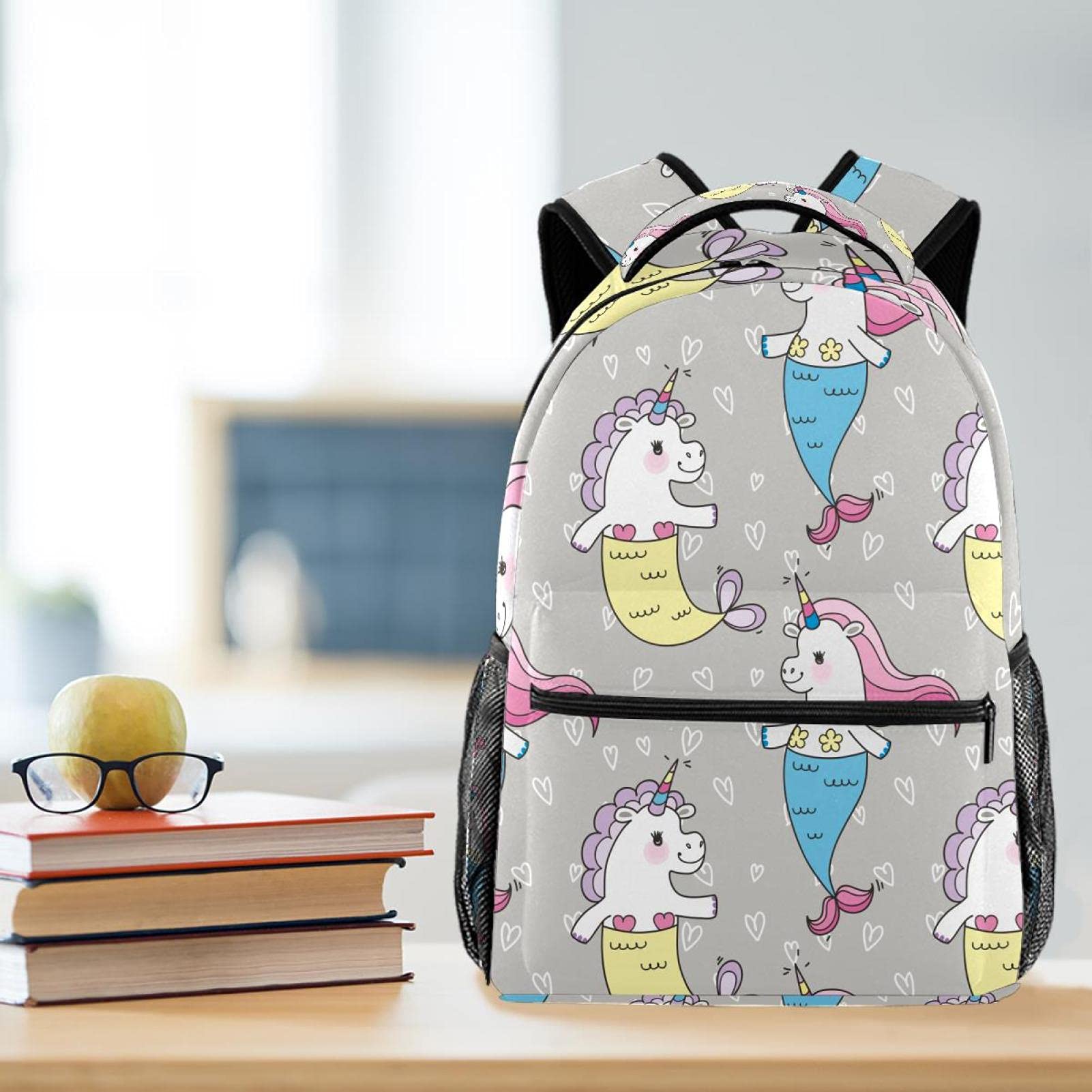 Laptop-Rucksack, Motiv: Angel Unicorn Star Night Navy Hintergrund University Laptop Rucksack Reisetasche Große Kapazität & Verstellbarer Gurt, Mehrfarbig 07,