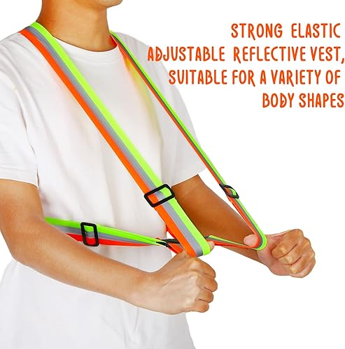 Vista 4 de Macarrie Chaleco reflectante de alta visibilidad, 15 piezas, ajustable, reflectante, de seguridad, correas de seguridad, equipo reflectante