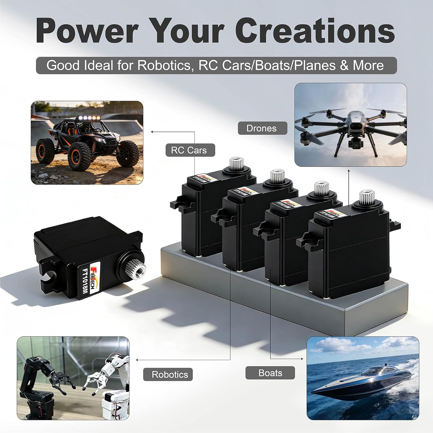 7.4V 7.5KG Metal Gear Digital Mini Servo Motor, High Torque 180 Degree RC Servo for TRX4M, SCX24, 1/10 Scale Cars, Robotics, Boats & Planes, Upgraded Metal Gear System