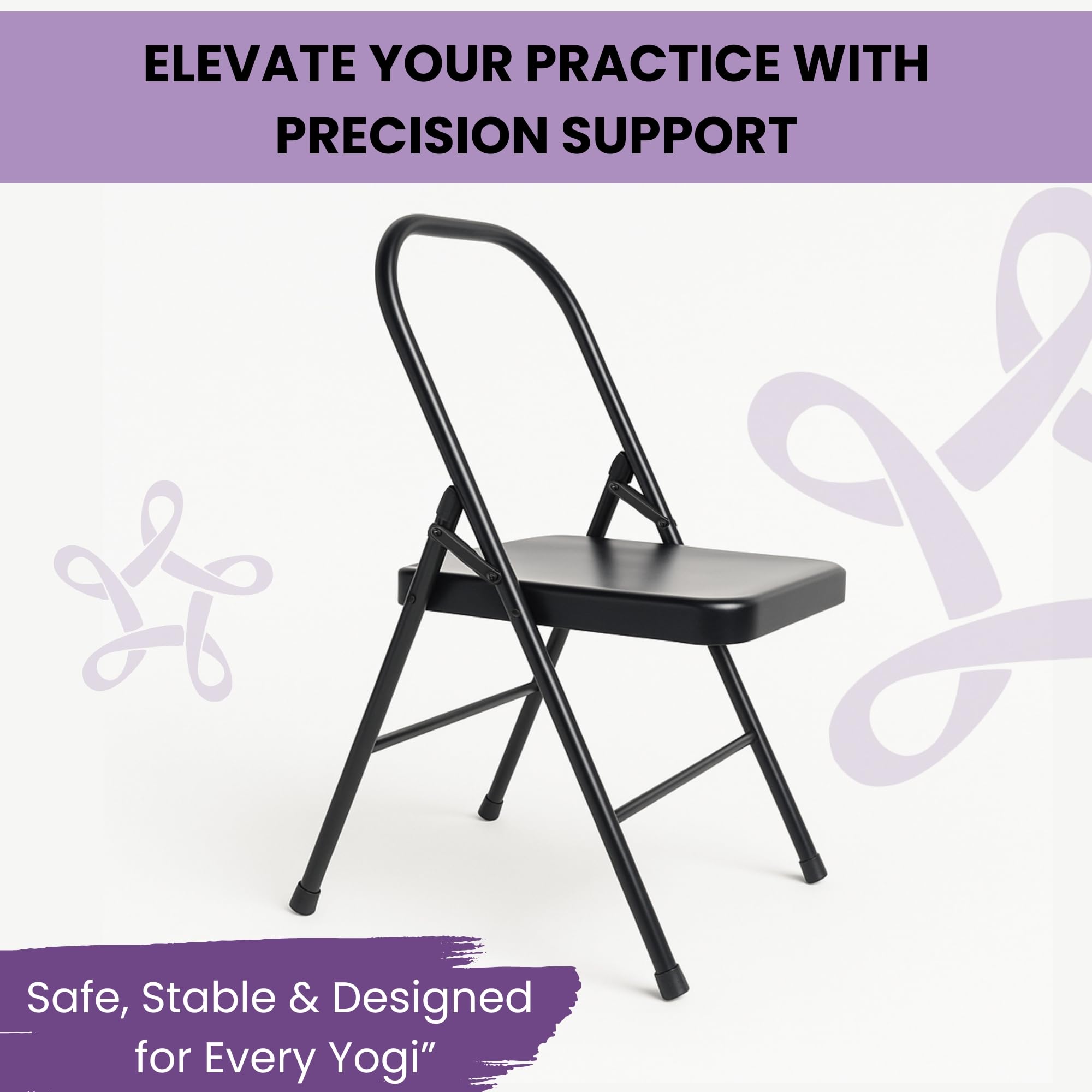 Sedia da Yoga Iyengar in Metallo Senza Schienale - Piccola, Nera, Standard - Pune