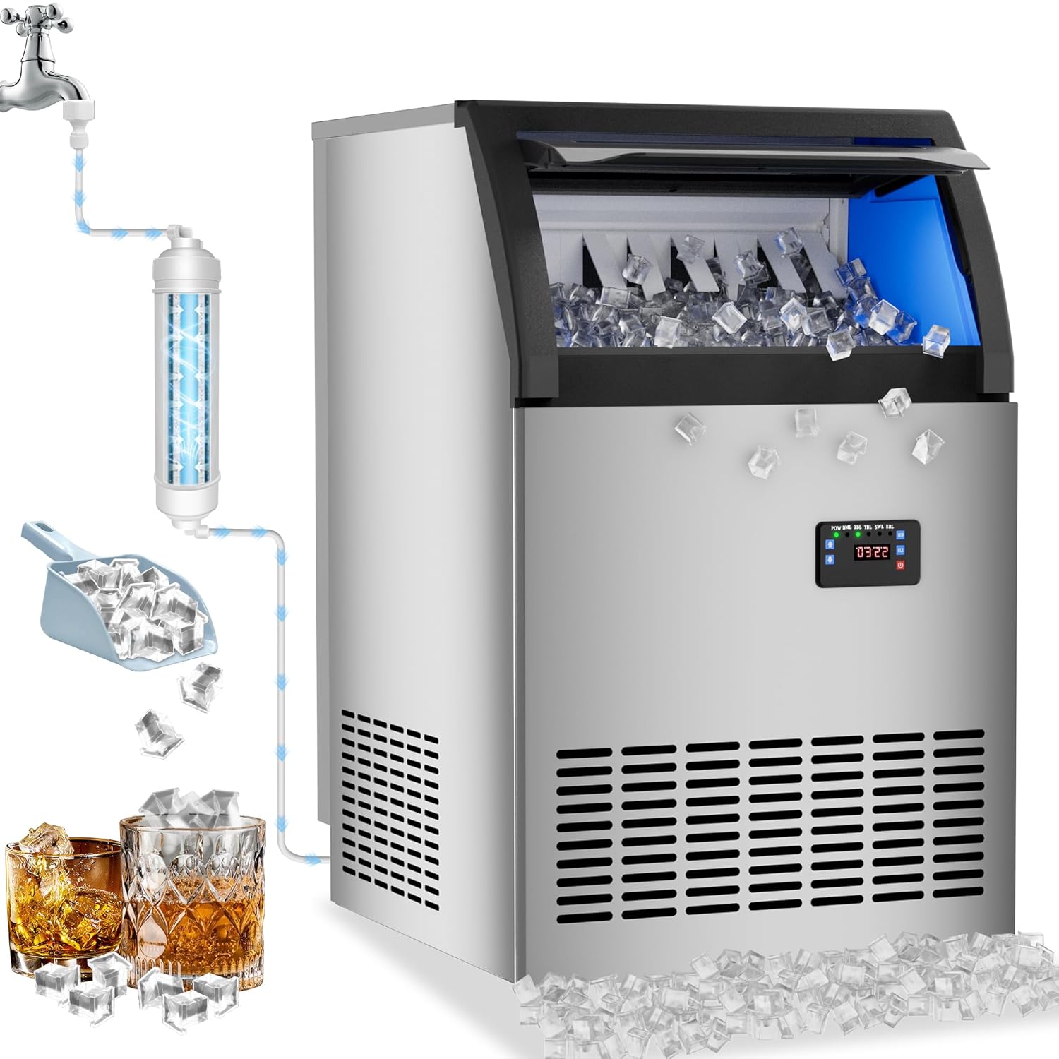 Nugget Ice Maker 80LB/24H Undercounter Ice Machine thumbnail
