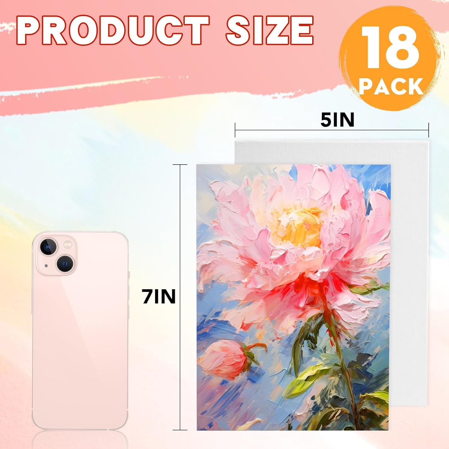 ESRICH 5x7IN Small Canvases for Painting, 18 Pack Mini Canvas Boards 100% Cotton Painting Canvas Primed Acid Free Mini Blank Canvas Panels for Oil Paint,Watercolor,Acrylic Paint,Gouache&Tempera. - Image 2