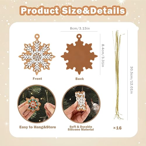 Miniatura 71 de Adornos de casa de jengibre para decoración de árbol de Navidad, 12 piezas de decoración de Navidad de casa de jengibre, adornos colgantes