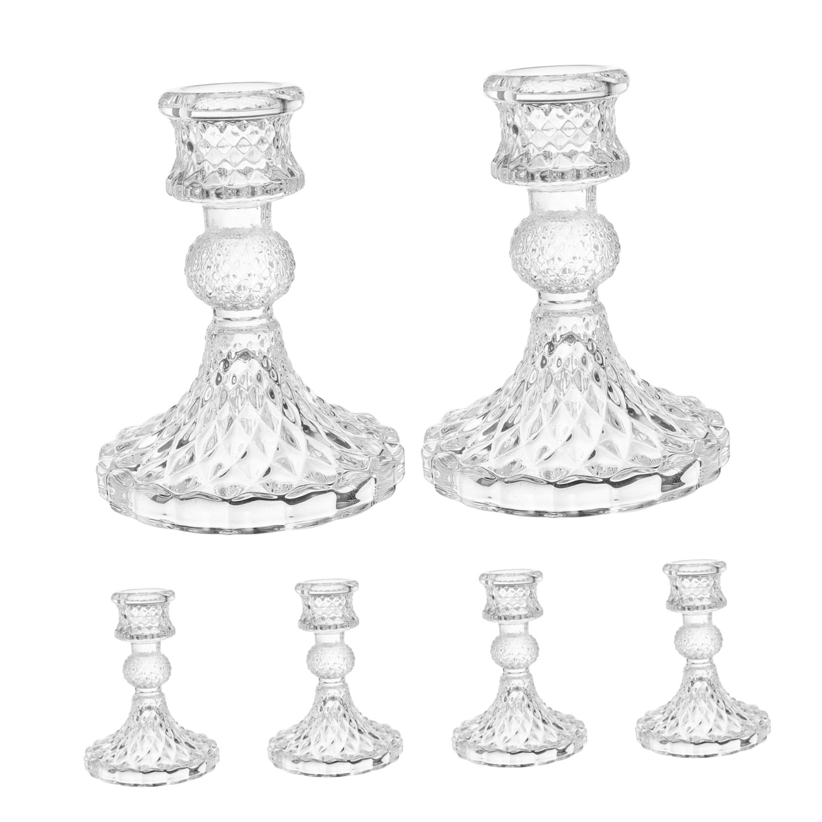 Bougeoirs en verre cristal Zerodeko | Lot de 6 porte-bougies stables