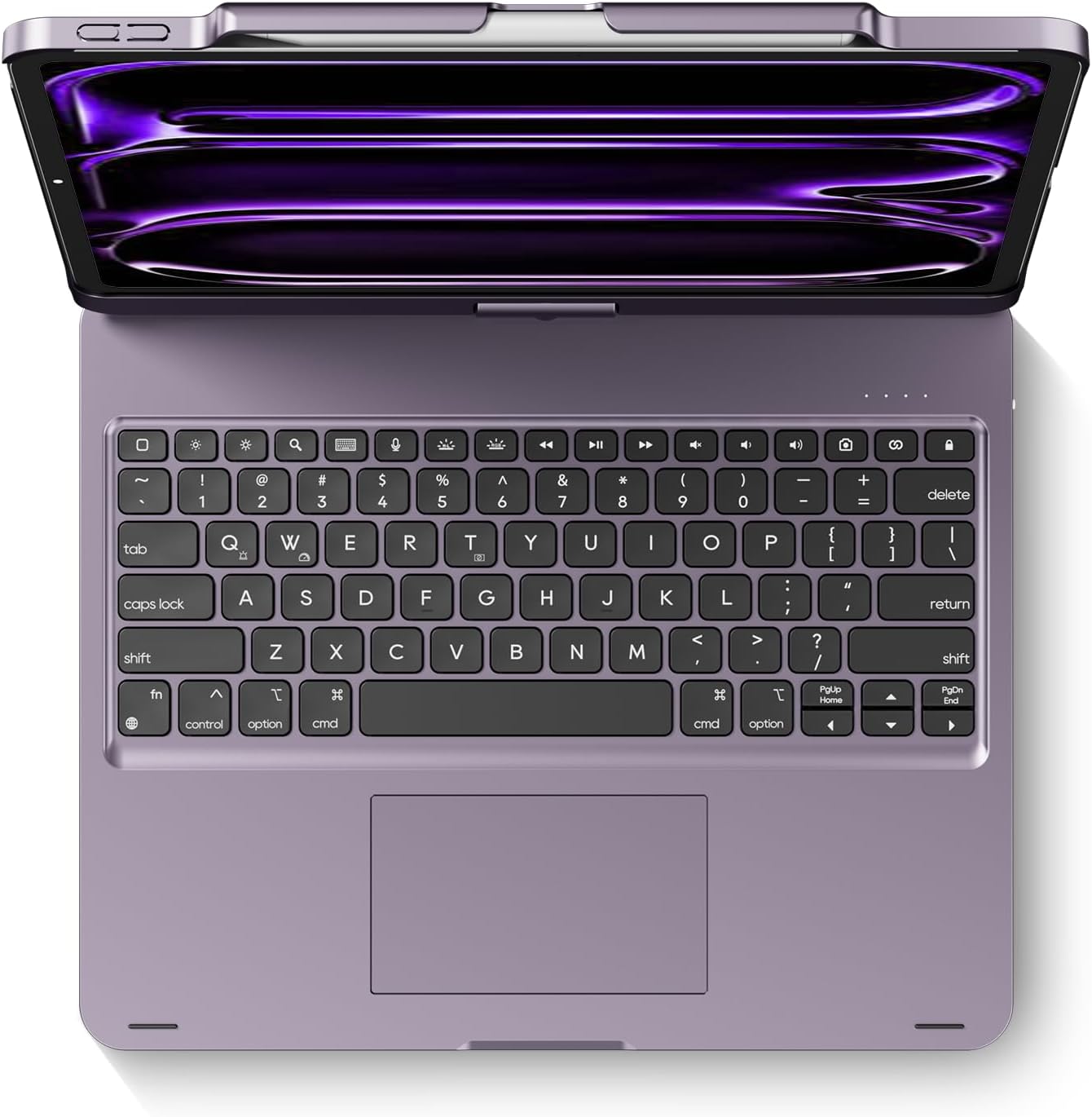 Swivel Keyboard Case for Apple 2025 iPad Air 13-inch (M3-M2), iPad Pro 13 inch M4 2024, iPad Pro 12.9-inch (6th-3rd Gen); Rotatable Cover with Pencil Holder, Trackpad, Backlit, Purple