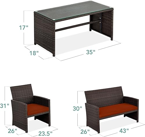 Miniatura 57 de Best Choice Products Juego de muebles de conversación de patio de mimbre al aire libre de 4 piezas para patio trasero con mesa de café, cojines de