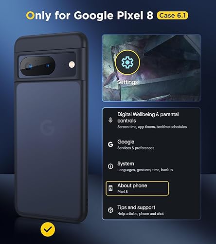 Miniatura 6 de Humixx Funda a prueba de golpes diseñada para Google Pixel 8 protección contra caídas de grado militar tacto sedoso definitivo Protector translúcido