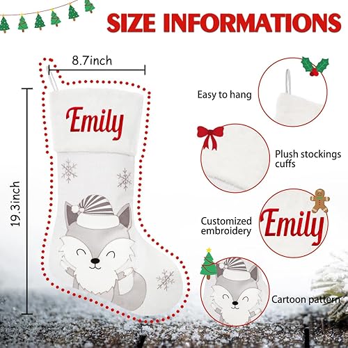 Miniatura 10 de Calcetines de Navidad personalizados, medias de dibujos animados con nombre, 18 pulgadas, calcetín grande de Navidad de muñeco de nieve, ciervo,