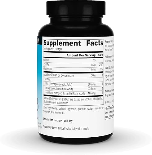 Miniatura 2 de Source Naturals Arctic Pure Aceite de pescado omega-3, EPADHA de máxima fuerza para corazón, articulaciones, cerebro e inmunidad - 1125 mg - 60