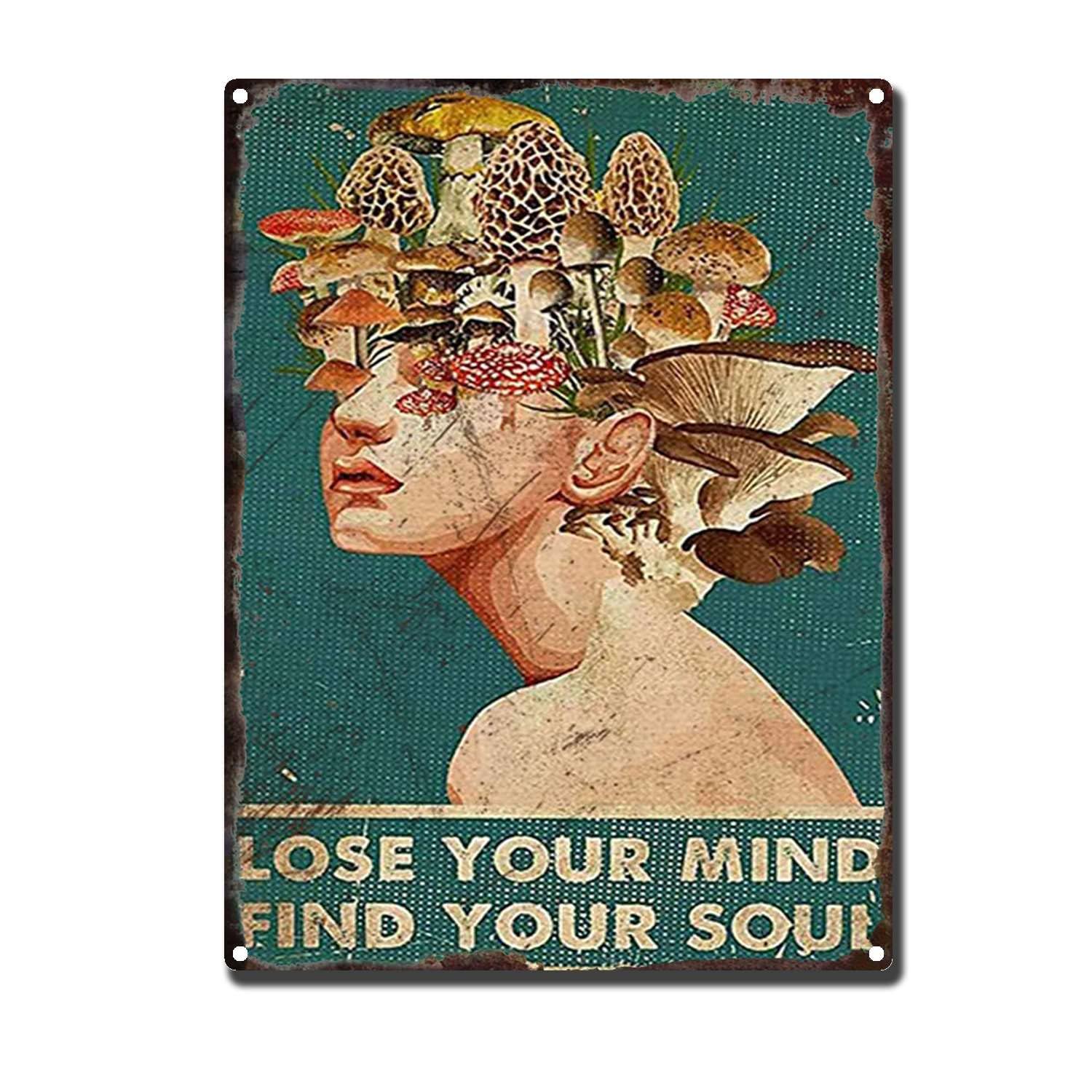 HYCLAM Vintagemetal Sign Lose Your Mind Find Your Soul The Kitchen Sign Retro Funny Art Decorative Iron Picture 12x16inch-Tin Sign