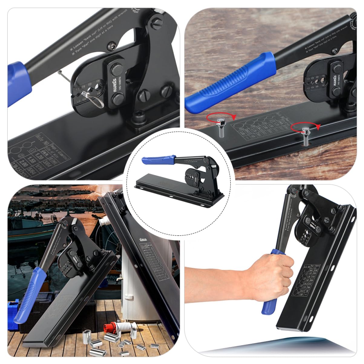 Alicates de Crimpado de Acero al Carbono en Forma de 8 para Escritorio | Prensado de Manga de Cobre o Aluminio, para Cable y Cuerda, Alta Dureza y Rendimiento