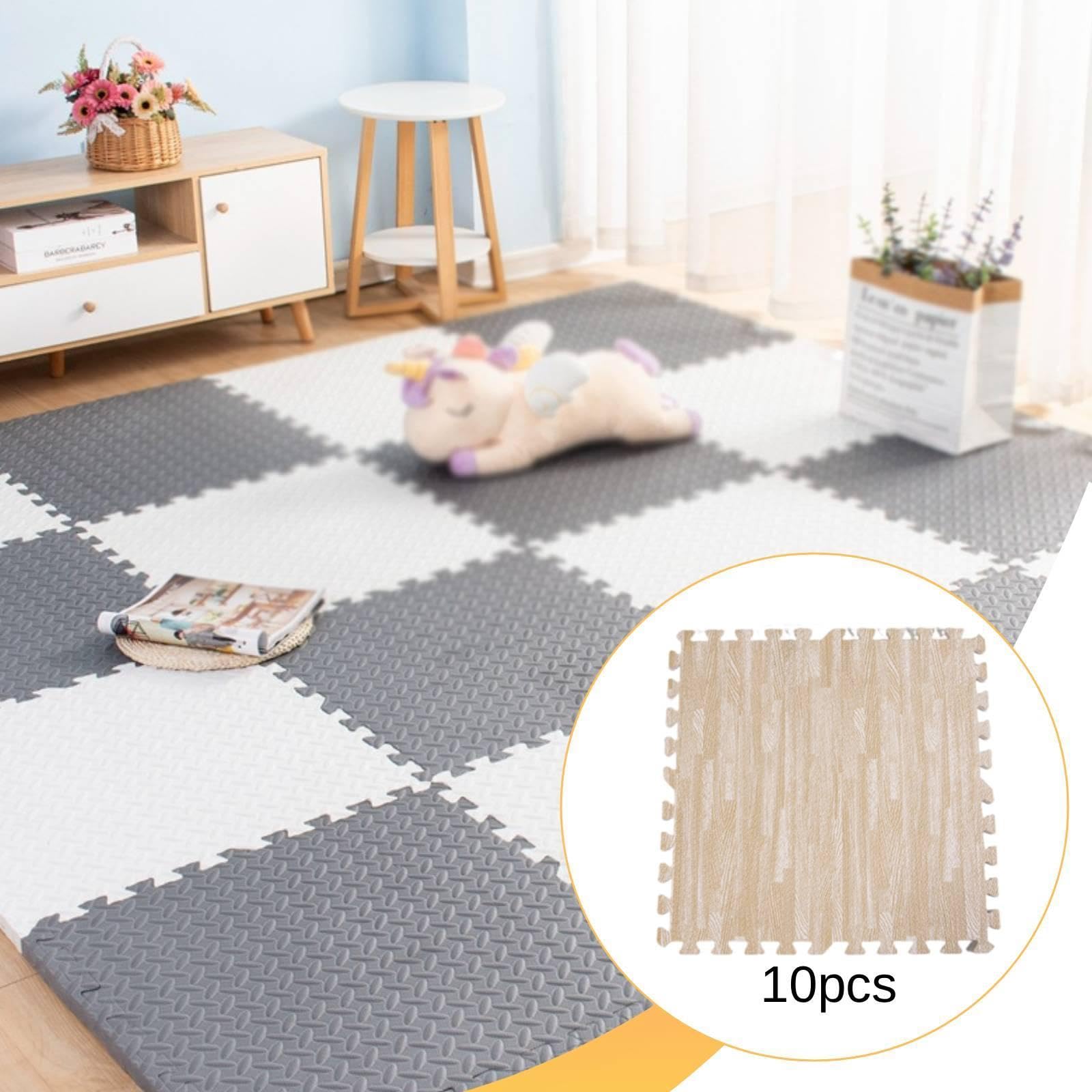 10 Stück Bodenmatte Schaumstoff Fliesen Matte Kinder Spielmatten Puzzle Krabbelmatte Bodenplatten mit Anpassbarer Fläche Und Leichter