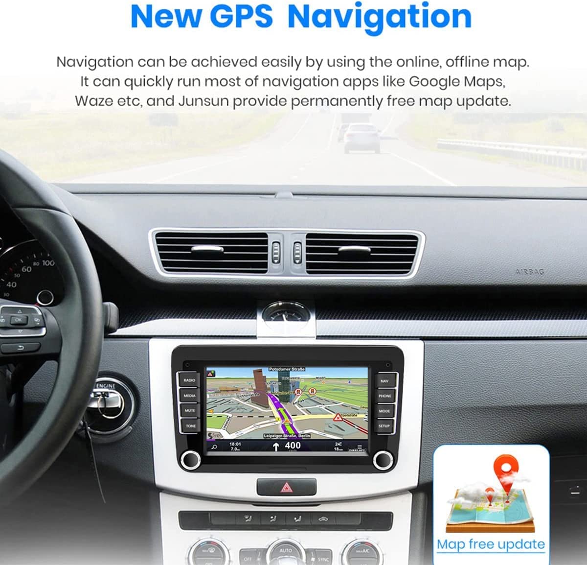 Reproductor Multimedia de Radio estéreo para Coche con navegación GPS Android 2 DIN para Bora Golf In/V Polo Volkswagen Passat Bsh Bsh Touran