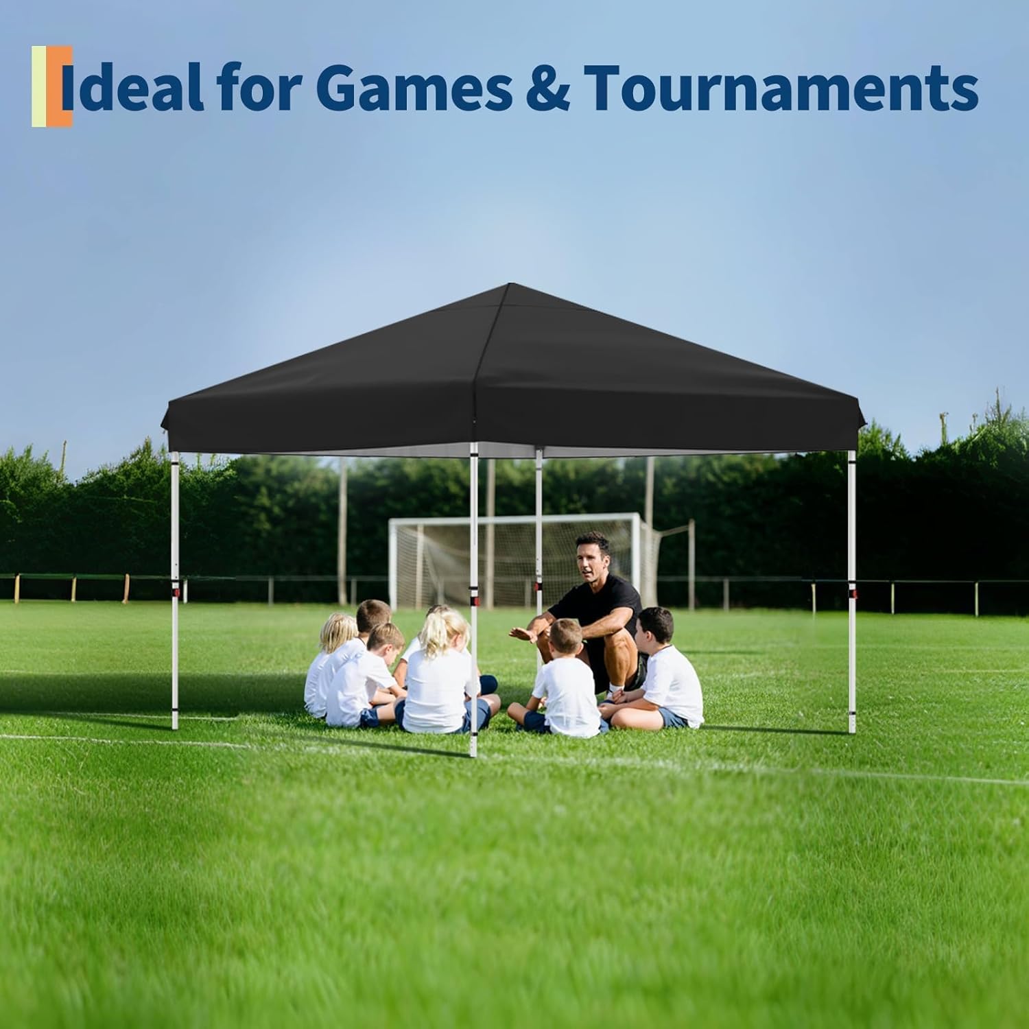 GarveeHome 10x10 Pop Up Canopy Tent Outdoor Canopy One-Person Set Up Heavy Duty Commercial Instant Tent Shelter, 3-Sidewall, Events, Parties, Camping, Black