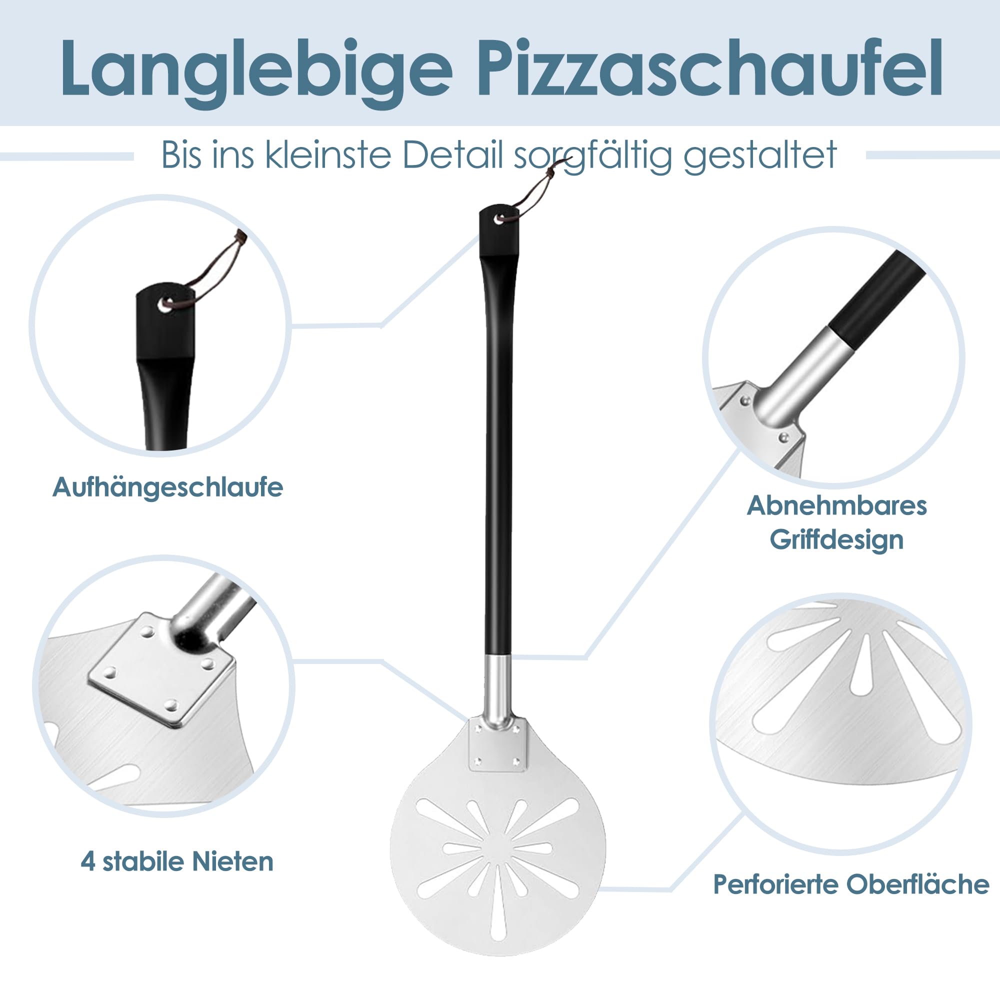 Herogo Peel para pizza de acero inoxidable, talla 1