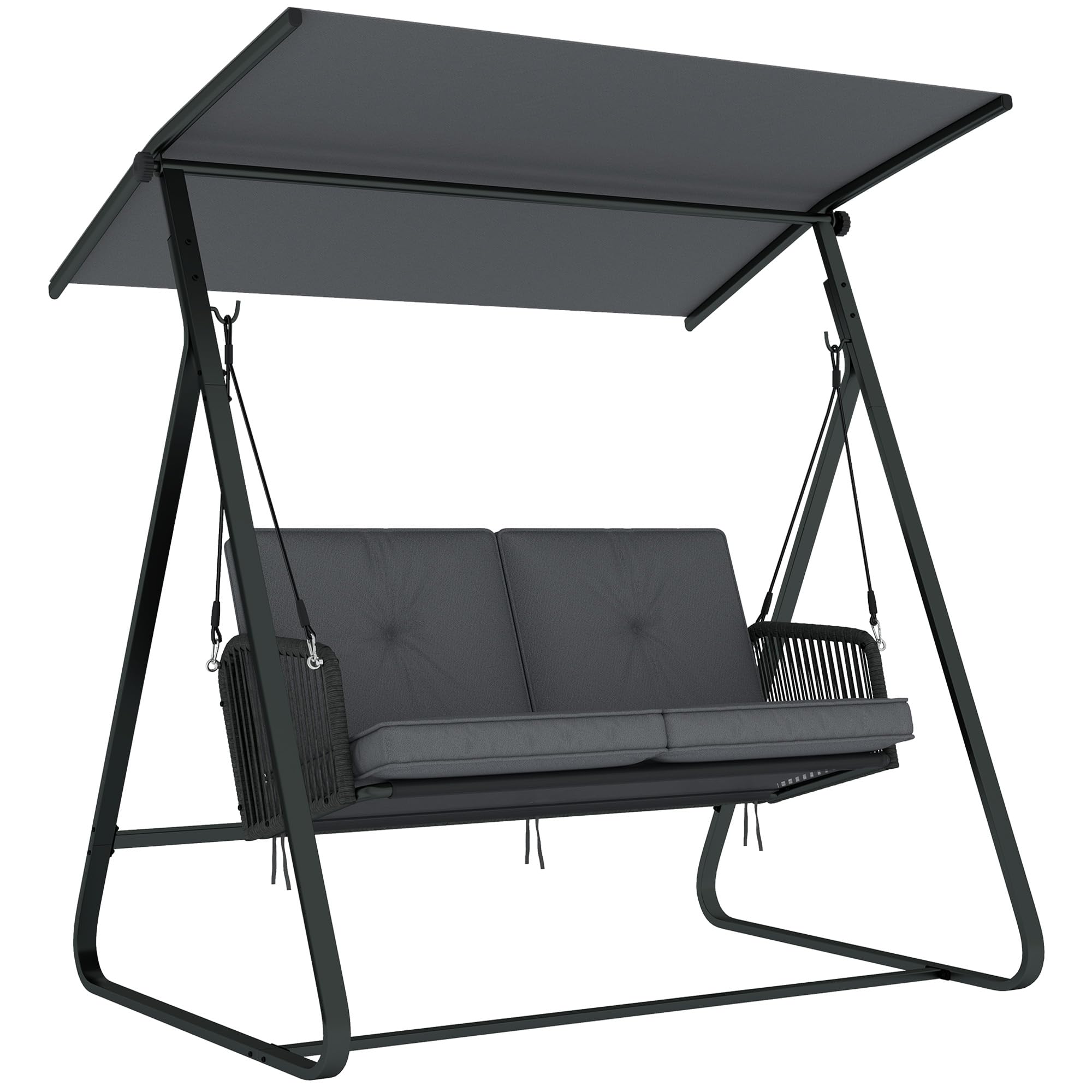 Outsunny 2-Seater Rattan Garden Swing Chair - Grey