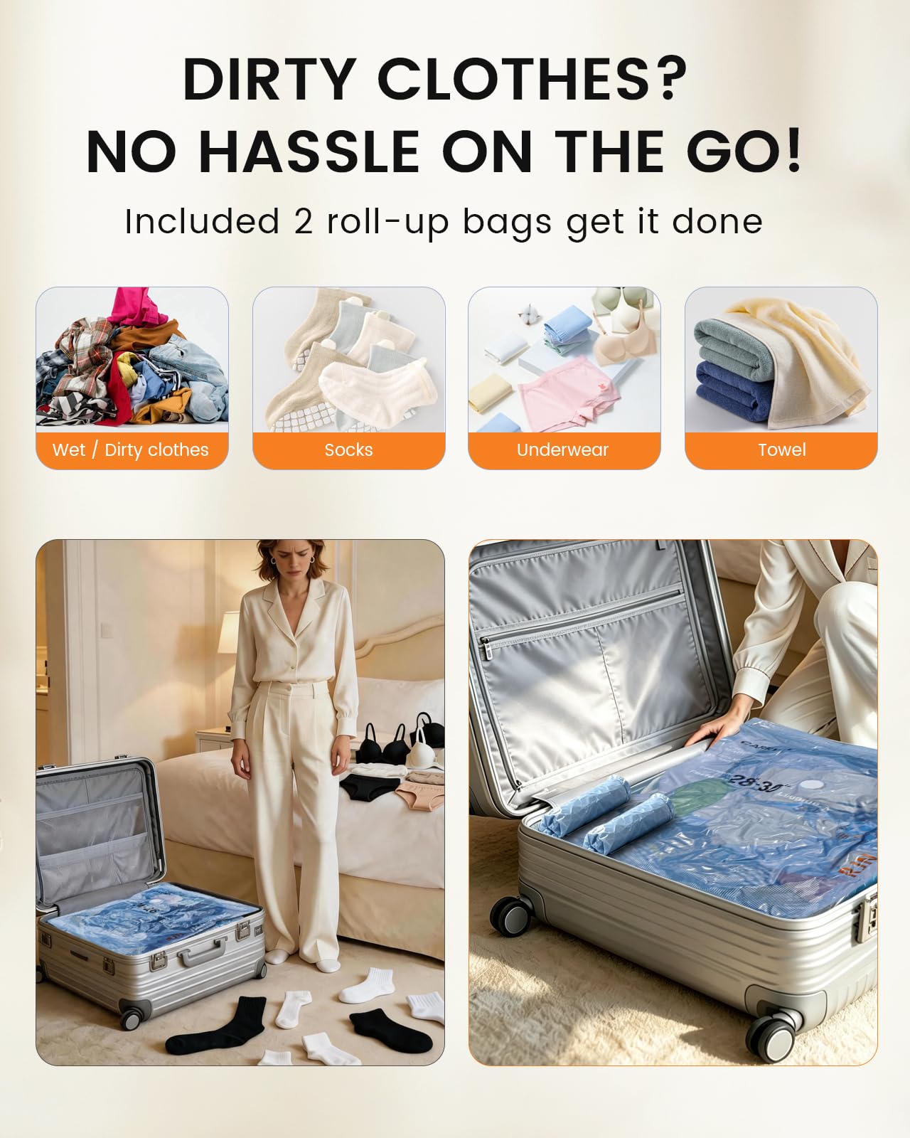 RJN Sacchetti sottovuoto con pompa ad aria wireless ricaricabile, sacchetti di imballaggio a compressione per viaggi, sacchetti sottovuoto salvaspazio per abbigliamento, coperte, trapunte, cuscini