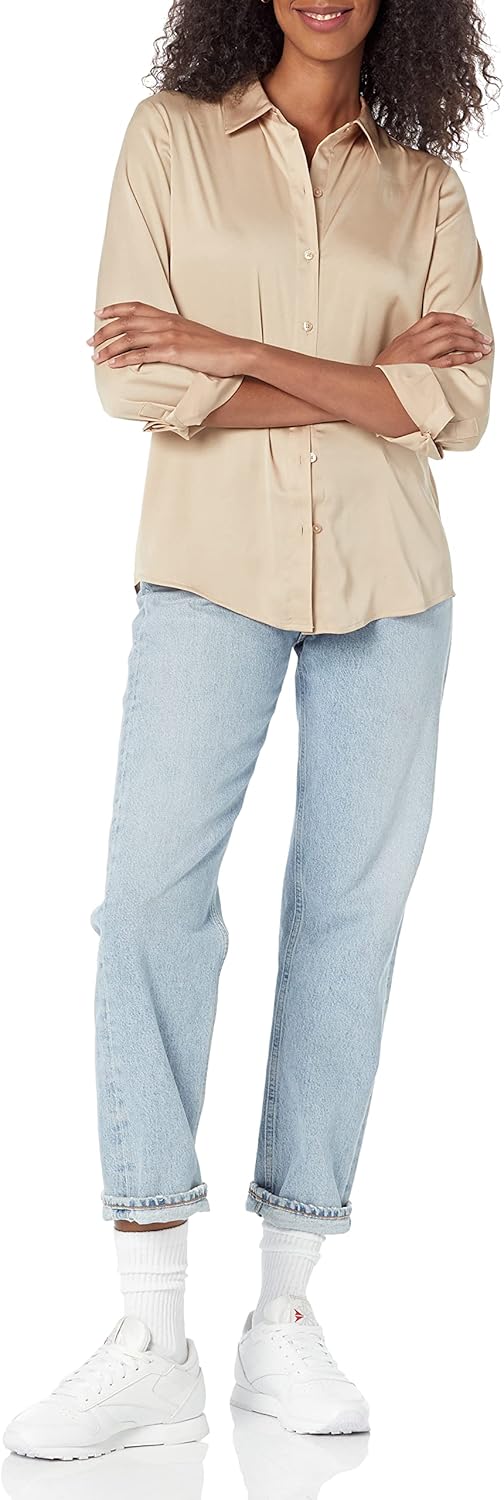 Amazon Essentials Womens Regular-Fit Satin Button Down Blouse (Available in Plus Size) - Image 4