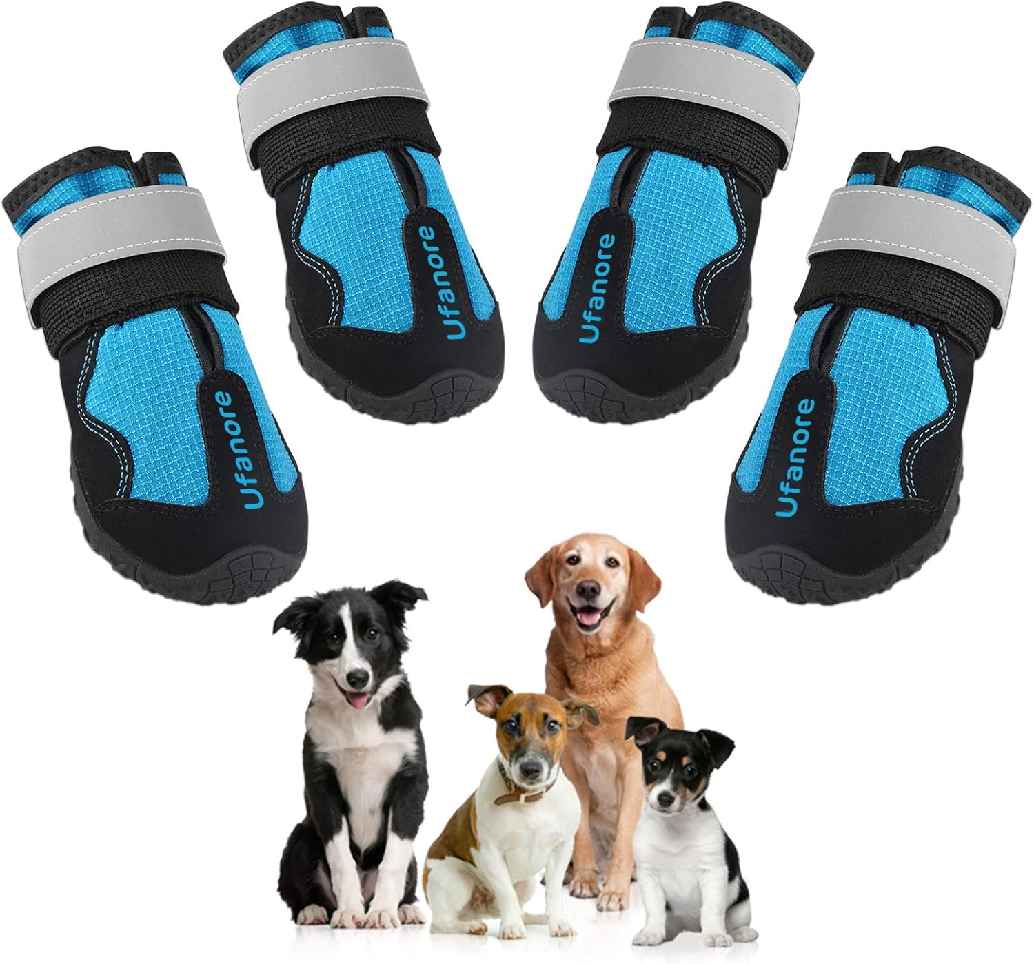 Dog Shoes, Waterproof Dog Boots Paw Protector, Dog Booties for Winter Snow/Hot Pavement, with Reflective Strip, Rugged Non-Slip Sole,…